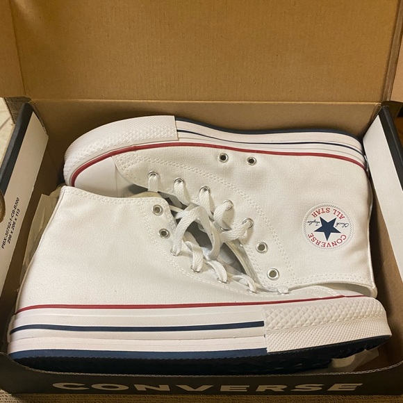 White Eva Lift Converse Hightops - Picture 1 of 5